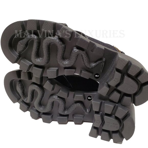 GUCCI SHOES BLACK GG SUPREME CANVAS CHUNKY LUG SOLE SANDALS - Picture 13 of 15